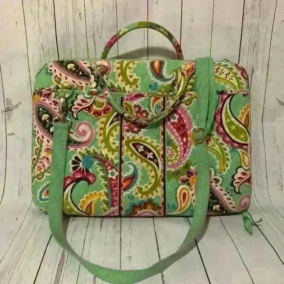 Vera Bradley Handbags - Vera Bradley Laptop bag Crossbody green pink